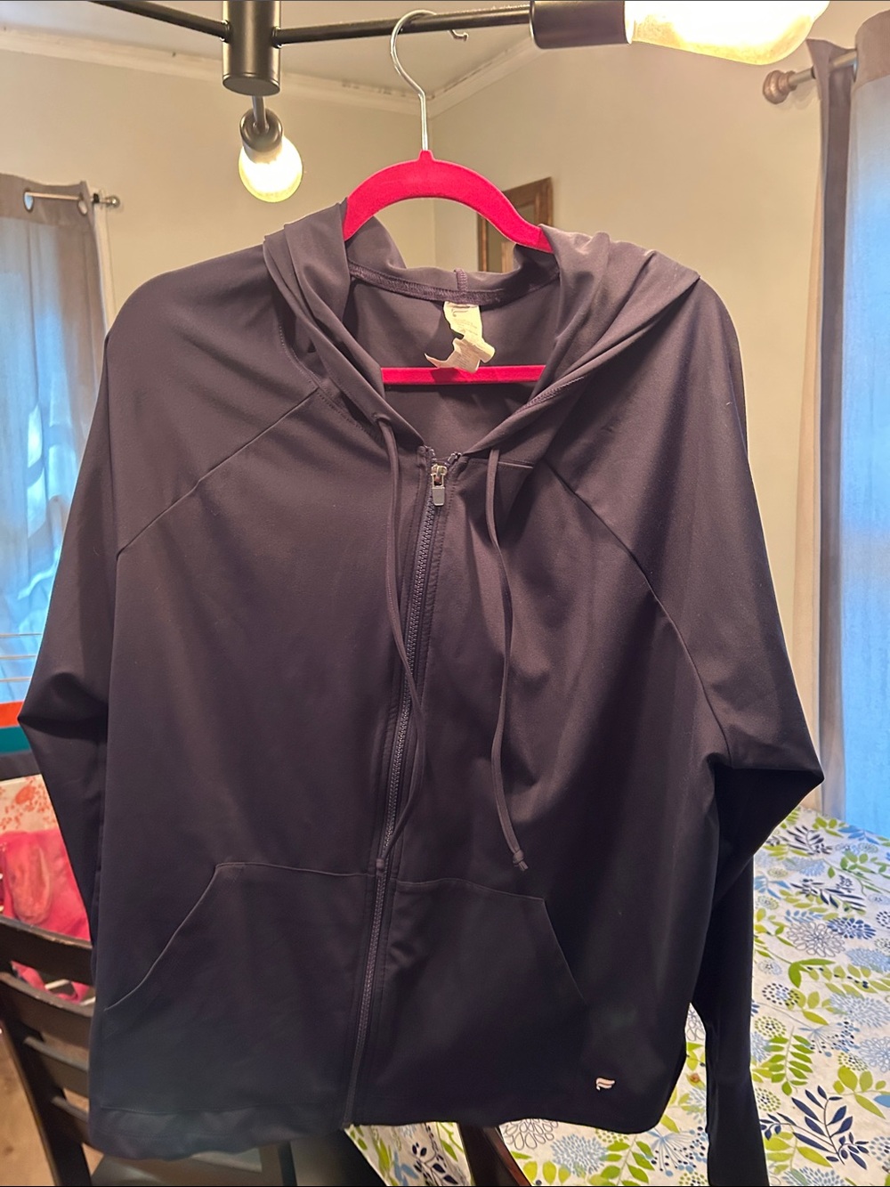 Fabletics Black Hooded Zip-Up Utility Jacket